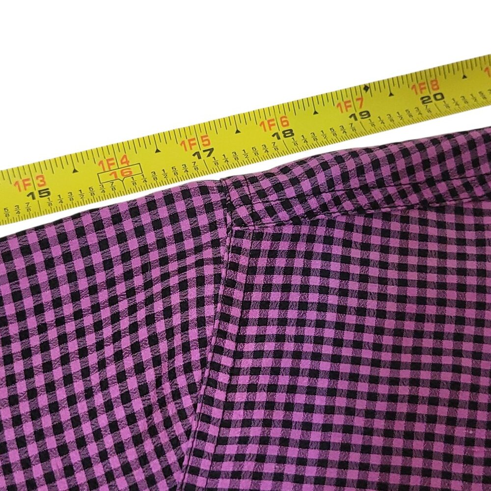 Chicos Design Purple Black Checked Gingham100% Silk Button-Up Shirt Sz 1 M - Picture 9 of 16